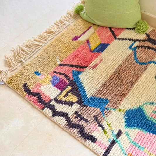 Tapis berbère Azilal coloré 100% laine de mouton 155cm/100cm