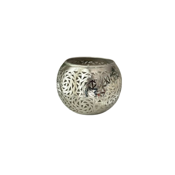 Bougeoir rond en métal argenté 2 grand