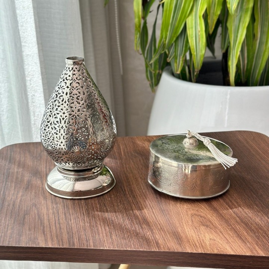 Bougeoir en laiton argenté