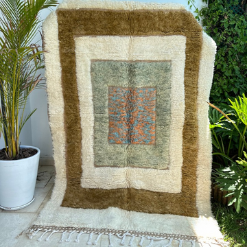 Tapis berbère Beni Ouarain marron 100% laine de mouton - 2,45m/1,56m