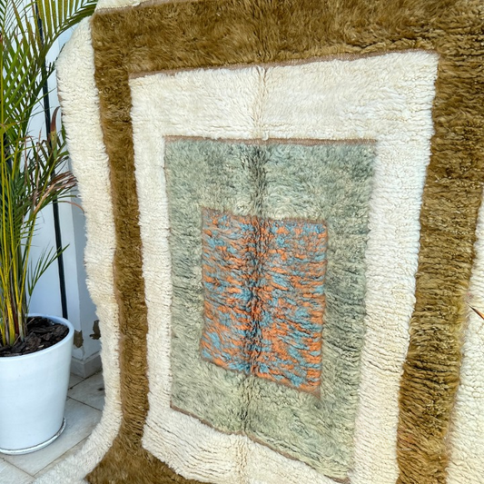 Tapis berbère Beni Ouarain marron 100% laine de mouton - 2,45m/1,56m