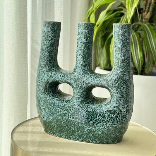 Vase artisanal Afous noir et bleu