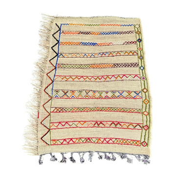 Tapis artisanal Extérieur en osier et laine 1m50/1m30