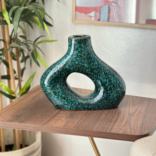 Vase artisanal Medina bleu moucheté