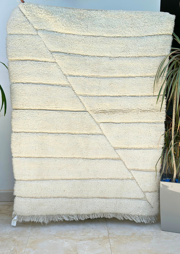 Tapis berbère Mrirt crème 100% laine de mouton - 162cm / 118cm