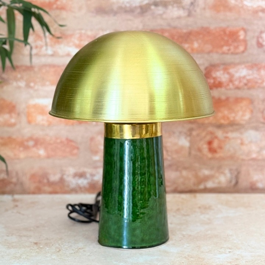 Abat-jour Marrakech en laiton doré et céramique vert