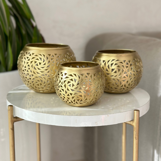 Bougeoir rond en laiton doré (3 tailles)