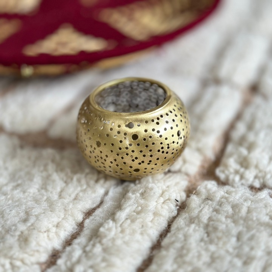 Bougeoir rond en laiton doré