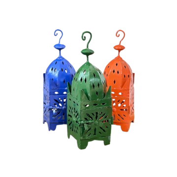 Lanterne artisanale Marocaine en métal colorée