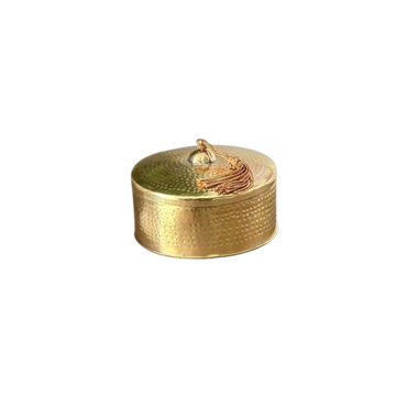 Boite de rangement en laiton doré martelée