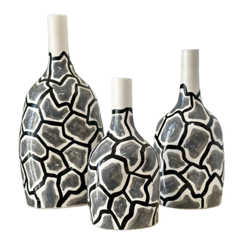 Vase artisanal bouteille zellige gris