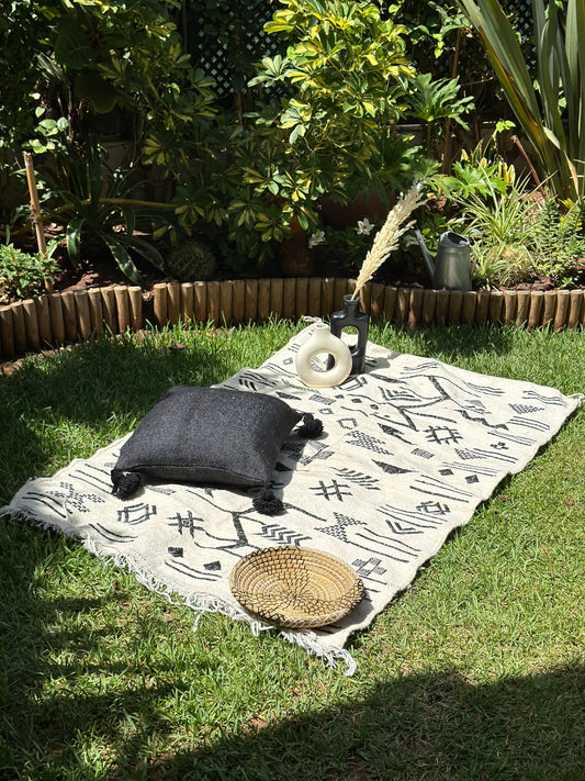 Tapis berbère Hanbal noir amazigh 100% coton - 154cm/102cm