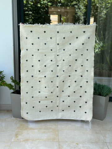 Tapis berbère Hanbal noir amazigh 100% coton - 150cm/100cm