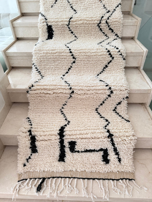 Tapis Berbère Runner Azilal 100% Multicolore en Laine De Mouton  2,94m/76cm