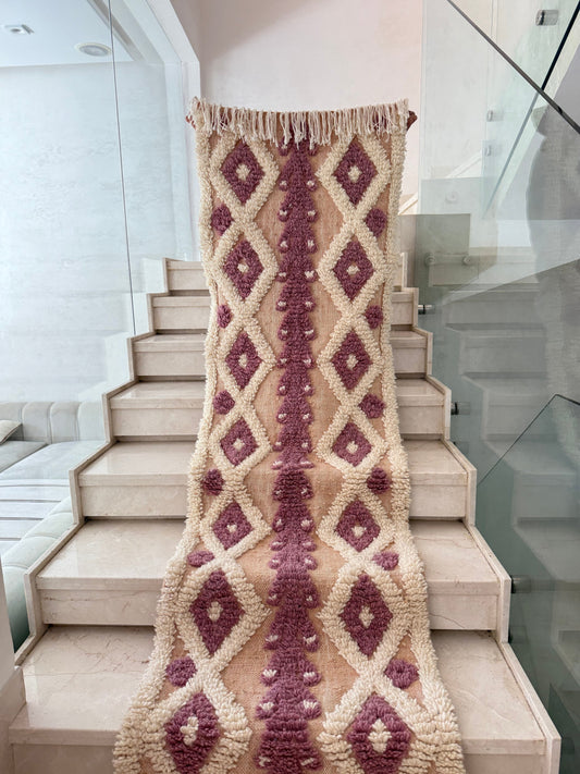 Tapis Berbère Runner Azilal 100% Multicolore en Laine De Mouton  2,84m/67cm