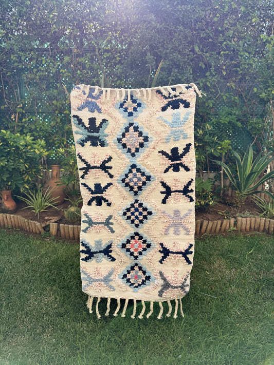 Tapis Berbère Azilal 100% Multicolore en Laine De Mouton 1,17m /66cm