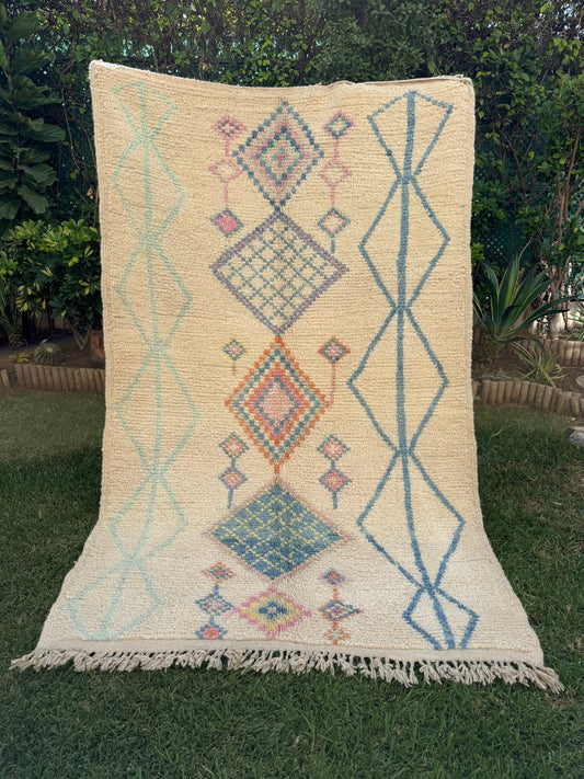 Tapis Berbère Azilal 100% Multicolore en Laine De Mouton 2,47m /1,54m