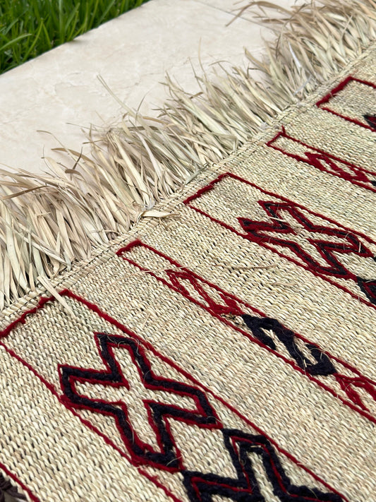 Tapis artisanal Extérieur en osier et laine 1m70/1m20