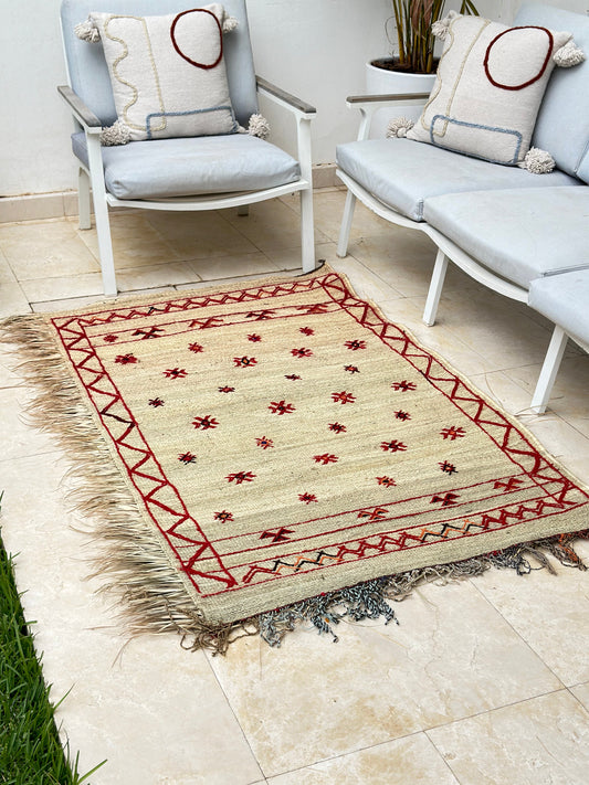 Tapis artisanal Extérieur en osier et laine 1m70/1m20