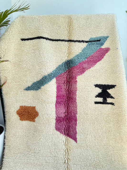 Tapis berbère Mrirt coloré 100% laine de mouton - 2,69m/1,65m