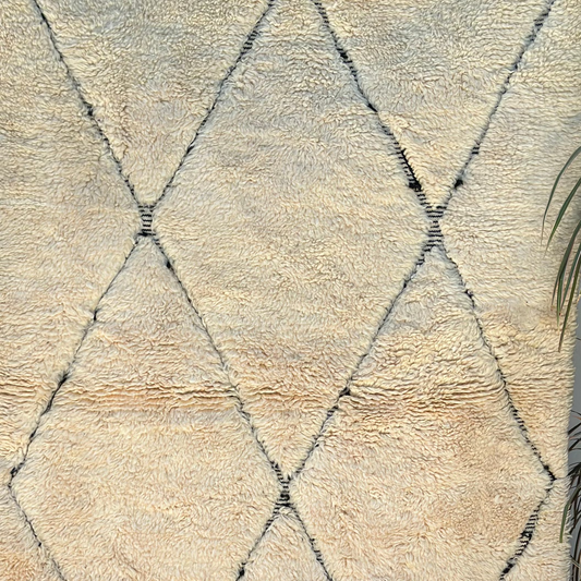 Tapis berbère Mrirt crème à losanges 100% laine de mouton - 150cm / 110cm
