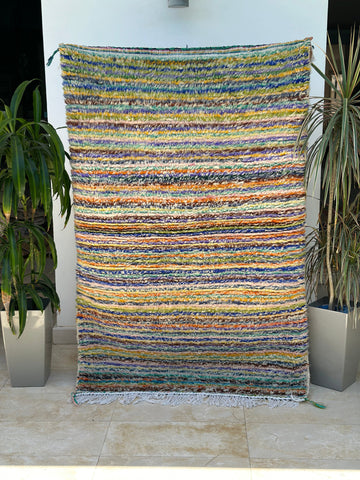 Tapis berbère Beni Ouarain rayé coloré 100% laine de mouton - 178cm / 117cm
