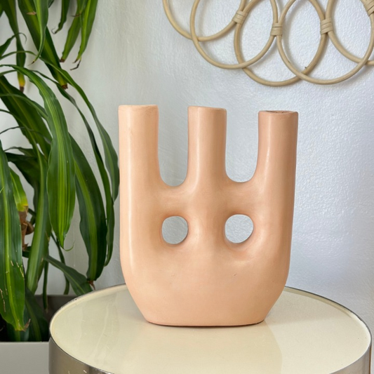 Vase artisanal Afous beige nude