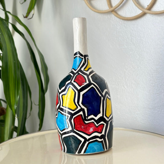 Vase artisanal bouteille coloré