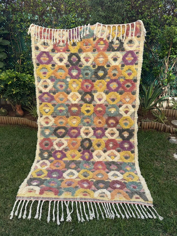 Tapis Berbère Azilal 100% Multicolore en Laine De Mouton 2,36m /1,35m