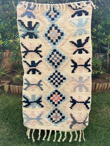 Tapis Berbère Azilal 100% Multicolore en Laine De Mouton 1,17m /66cm