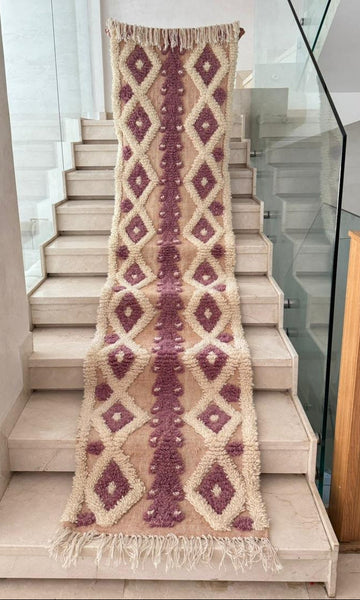 Tapis Berbère Runner Azilal 100% Multicolore en Laine De Mouton  2,84m/67cm