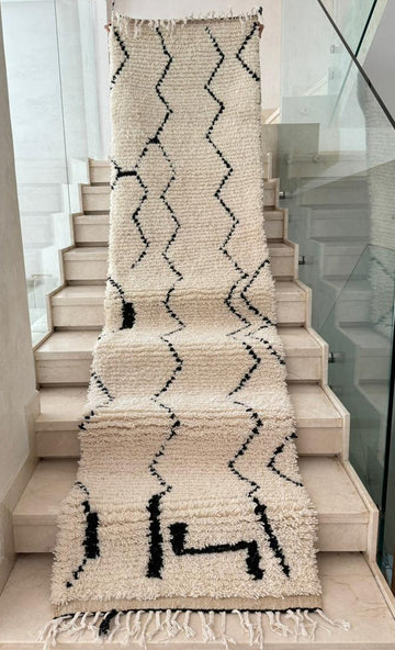 Tapis Berbère Runner Azilal 100% Multicolore en Laine De Mouton  2,94m/76cm