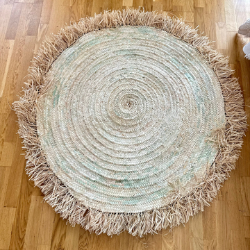 Tapis artisanal en feuilles de palmier et raphia 120cm