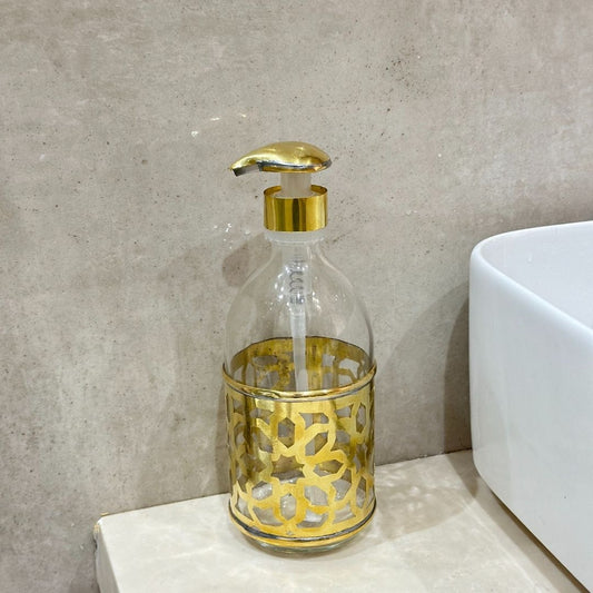 Distributeur de savon en verre et laiton doré Zellige