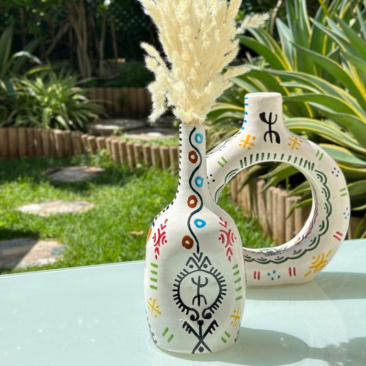 Vase artisanal bouteille amazigh Anaroze