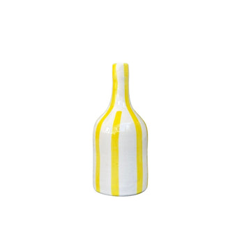 Vase artisanal bouteille jaune rayé