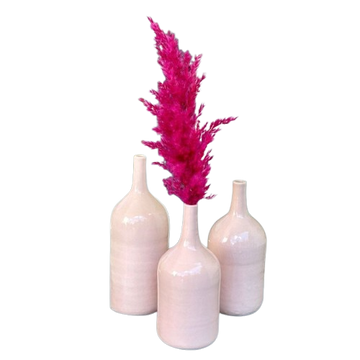 Vase artisanal bouteille moyen rose bébé