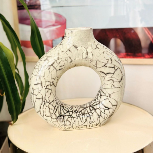 Vase artisanal Tafoukt gris craquelé 2